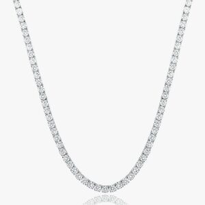 GEMSME 18k White Gold Plated Cubic Zirconia Tennis Necklace 18 inches